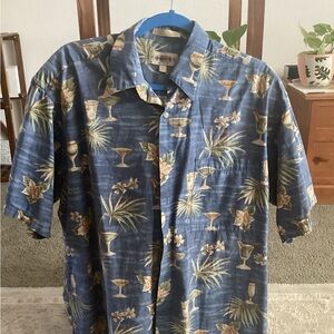 Campia Moda Blue Tropical Print Men's Shirt